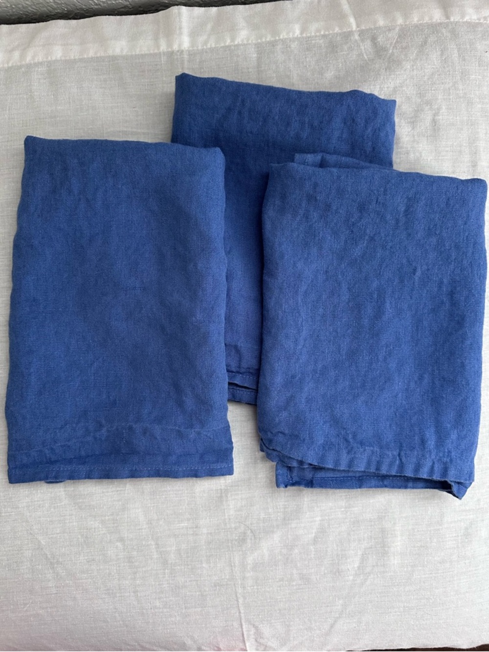 Williams Sonoma Linen Napkins Set of 3 Blue 20”X20” Made in Italy Table Linens